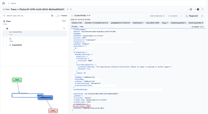 Successful query trace metadata