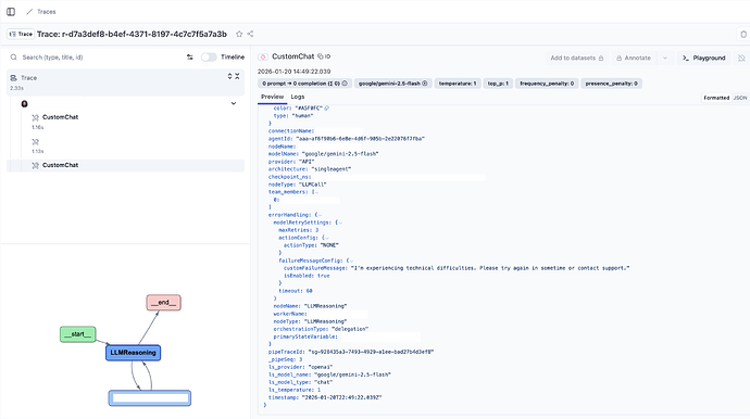 Unsuccessful query trace metadata